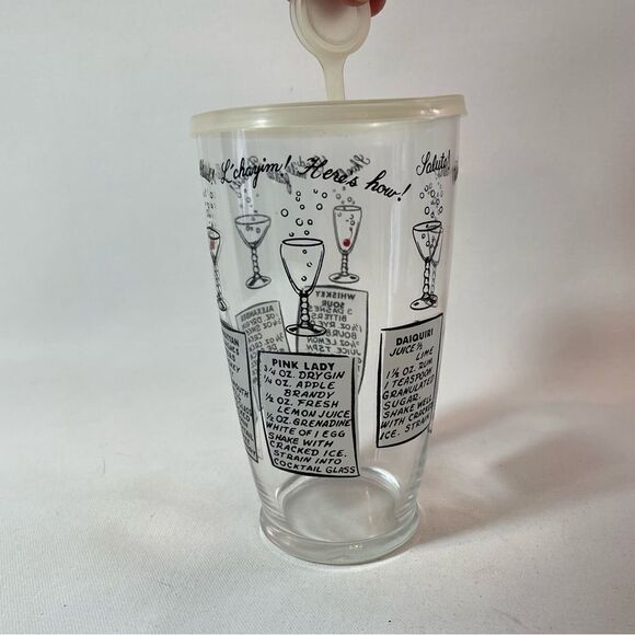 Vintage MCM Atomic Age cocktail recipe mixer cup with lid - Picture 7 of 9